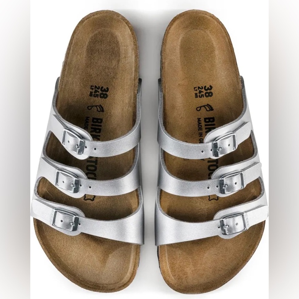 Brand New Silver Florida Birkenstocks